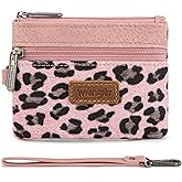Montana West Wrangler Small Wallet for Women Leopard Print Wristlet Wallets Mini Change Pouch Pink