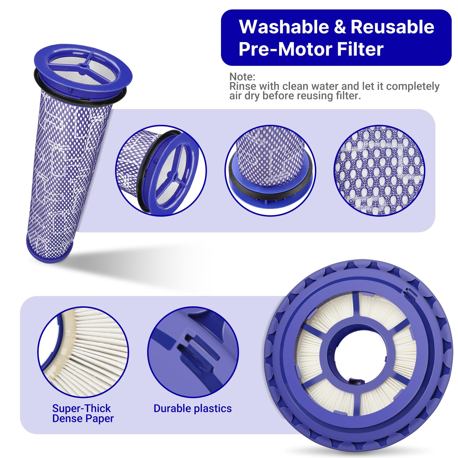 Lemige 2 Pack Post Filters & 2 Pack Pre Filters Replacement for Dyson DC41 DC65 DC66 UP13 UP20 UP30 Animal, Multi Floor and Ball Vacuum Ball Animal 2 Ball Animal 3, Compare to Part 920769-01&920640-01