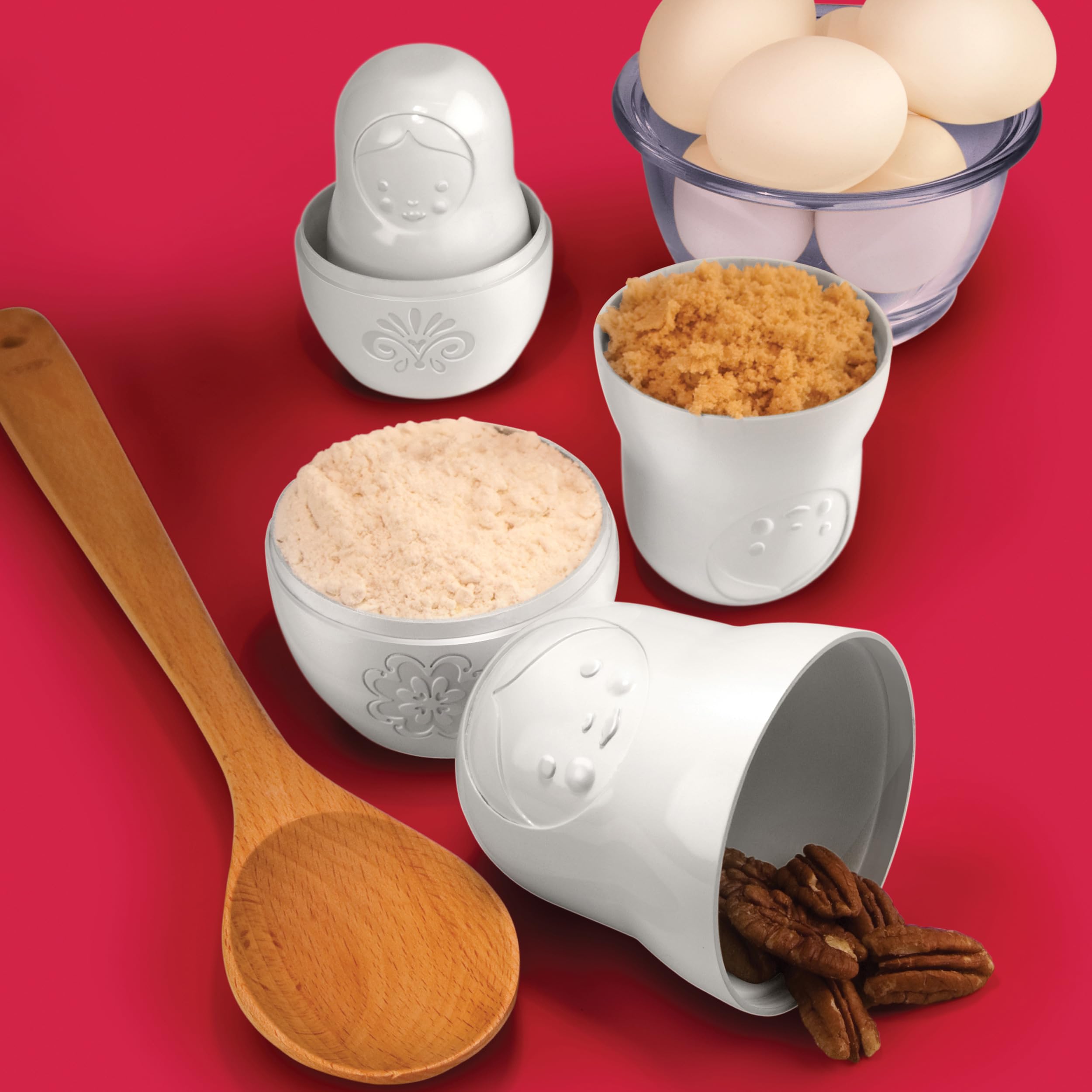 Genuine Fred M-CUPS Matryoshka Measuring Cups, Set of 6, Russian Doll Nesting Measuring Cups, White