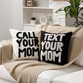 Mixweer 2 Pcs Call Your Mom Pillow Covers for Dorm 18" x 18" Back to School | Text Your Mom, Linen Call Your Mom, College Throw Pillow Case Decor, Essentials Decorative Cushion, for College Dorm