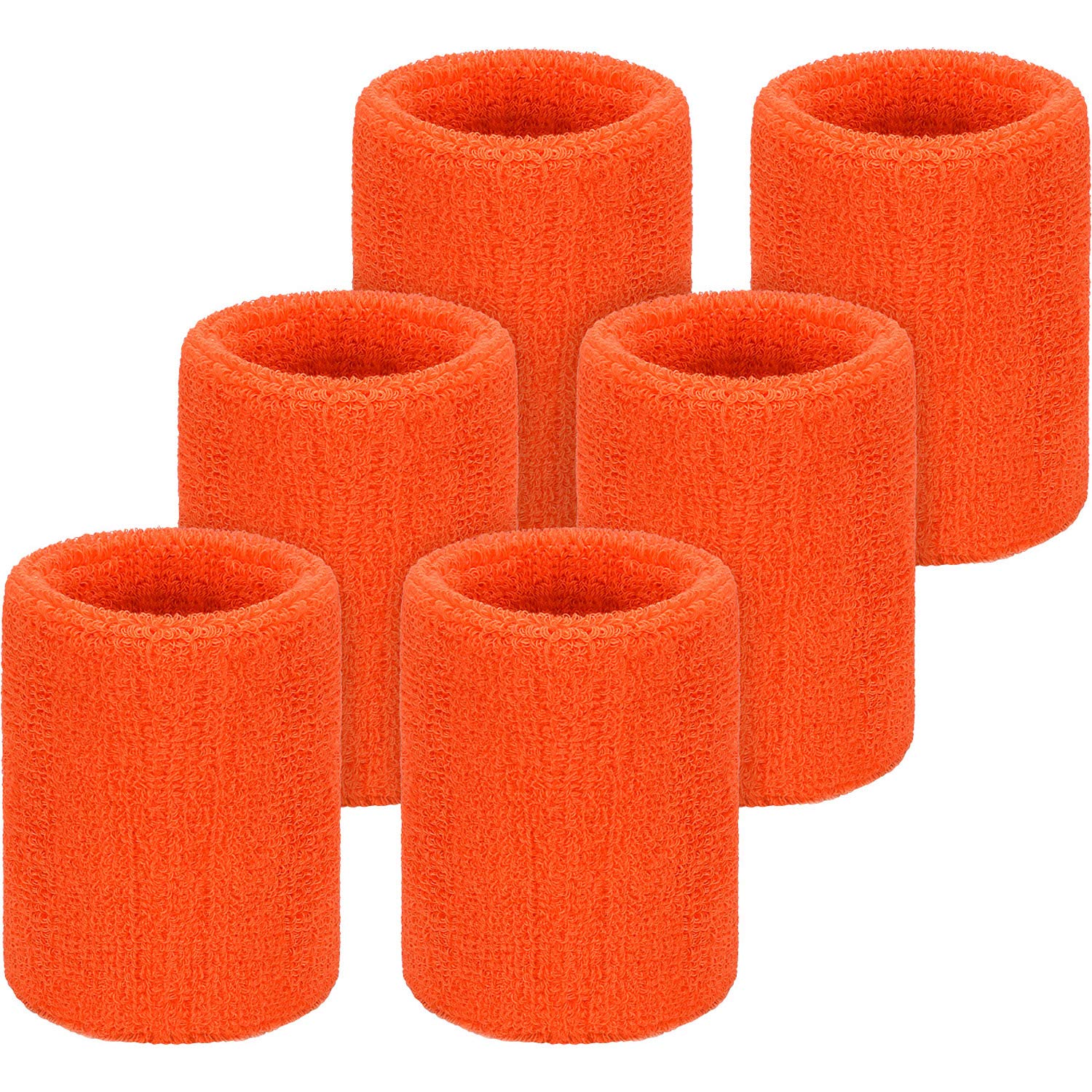 Willbond 6 Pcs Wrist Sweatbands Sports Tennis Wristbands Wrist Bands for Sweat Wrist Bands Competitions Absorbent Sweatbands for Basketball Tennis Football Running Working(Orange)