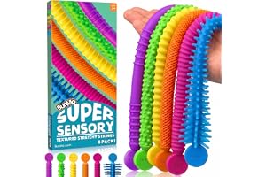 BUNMO Stretchy Strings - Stimulating & Fun Fidget Toys for Kids - Hours of Fun - Non-Mouthable Toy 3+ - Super Sensory 6 Pack