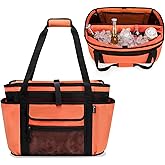 Fasrom XL Beach Tote Bag with Cooler Compartment, Large Mesh Beach Pool Bag with Wet & Dry Separation for Swim, Travel