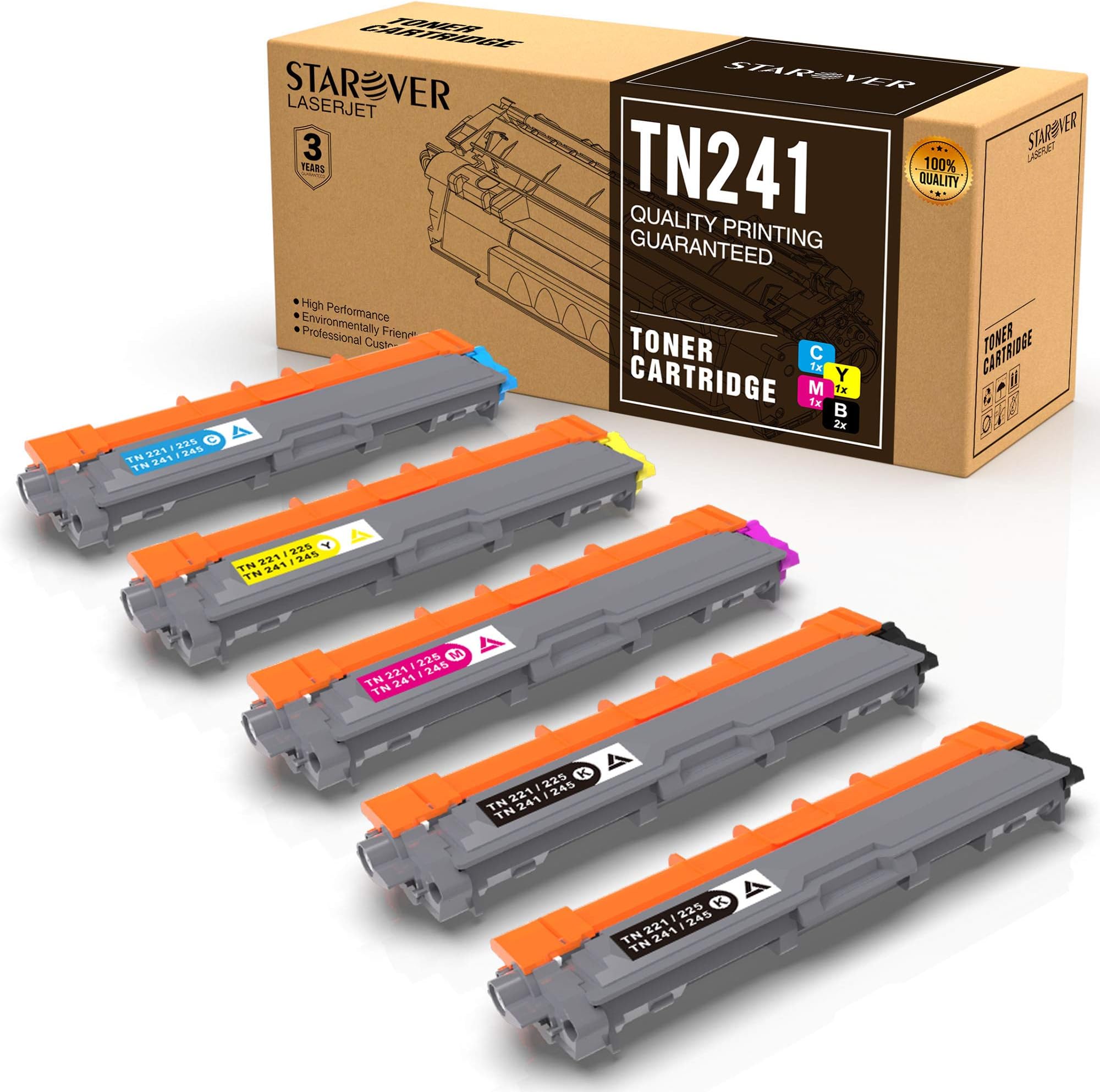 STAROVER 5X Compatible Toner Cartridges for Brother TN241 TN-241 TN245 TN-245 TN-241BK for Brother HL-3140CW DCP-9020CDW…