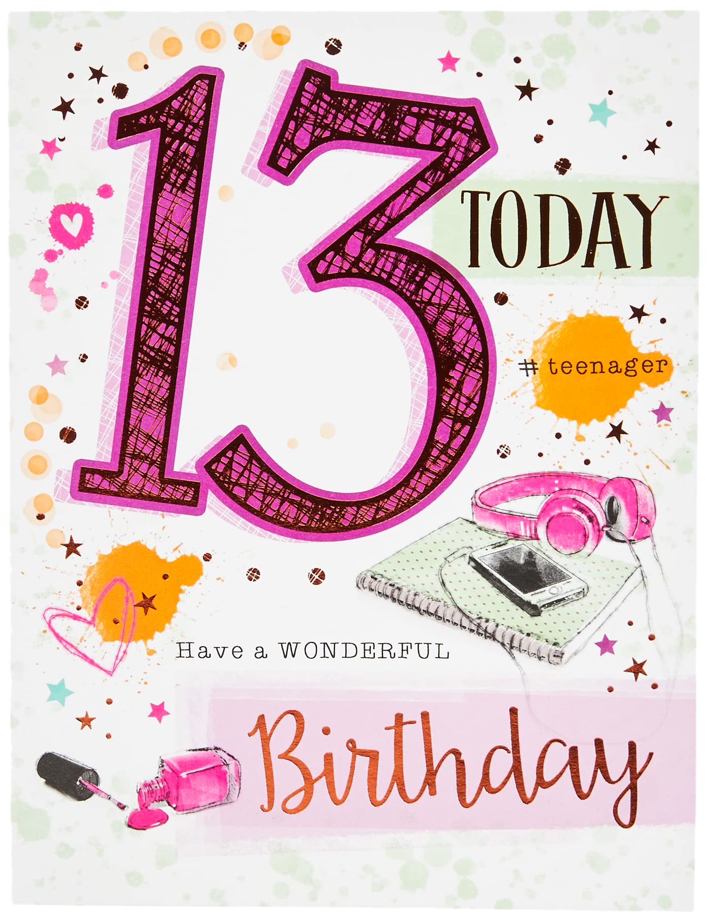 Piccadilly Greetings Traditional Juvenile Birthday Card Age 13 F - 8 x 6 inches