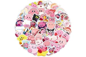 Cute Kirby Stickers, Kawaii Cartoon Gaming Stickers Gift for Kids Teens Adults, 50Pcs Dovipta Vinyl Waterproof Stickers for Laptop Water Bottles Skateboard Guitar Phone Skateboard Scrapbook Snowboard