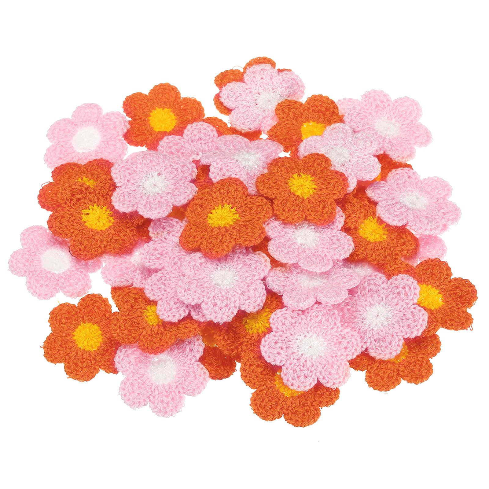 PATIKIL Sew on Patches for Clothes, 64 Pack Flower Patch Embroidered Appliques for Clothing Decoration Backpack Jean Hat DIY Craft, Pink Orange