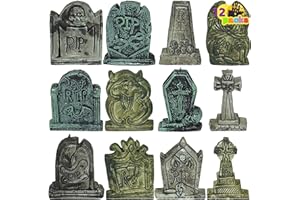 JOYIN 12 Packs Halloween Miniature Tombstones Decorations Outdoor, RIP Graveyard Tombstones for Halloween Yard Outdoor Indoor Decorations