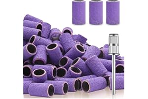 ZABOUL 120Pcs Nail Drill Bits Sanding Bands with Nail Drill Bits, Professional Sand Band 180# Fine Grit Nail File Sanding Bands for Acrylic Nails Manicures and Pedicure