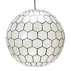 Creative Co-Op Capiz Honeycomb Ceiling Light