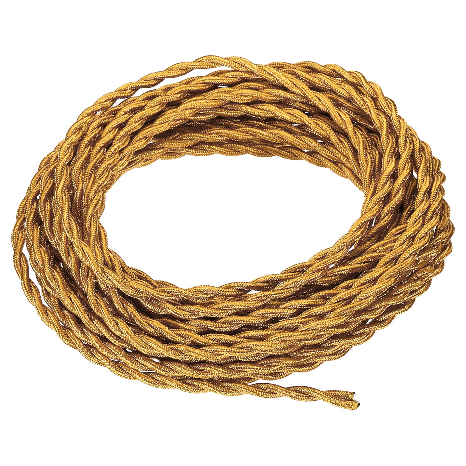 PATIKIL 30 Ft Twisted Cloth Covered Wire, Black UL Listed 18AWG 2-Conductor Vintage Lamp Cable for Pendant Light Bulb Industrial DIY Project, Yellow