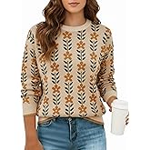 GraceSelect Women's Spring Pullover Sweater Long Sleeve Oversized Printed Cute Crewneck Knitted Top 2026 Trendy Fashion
