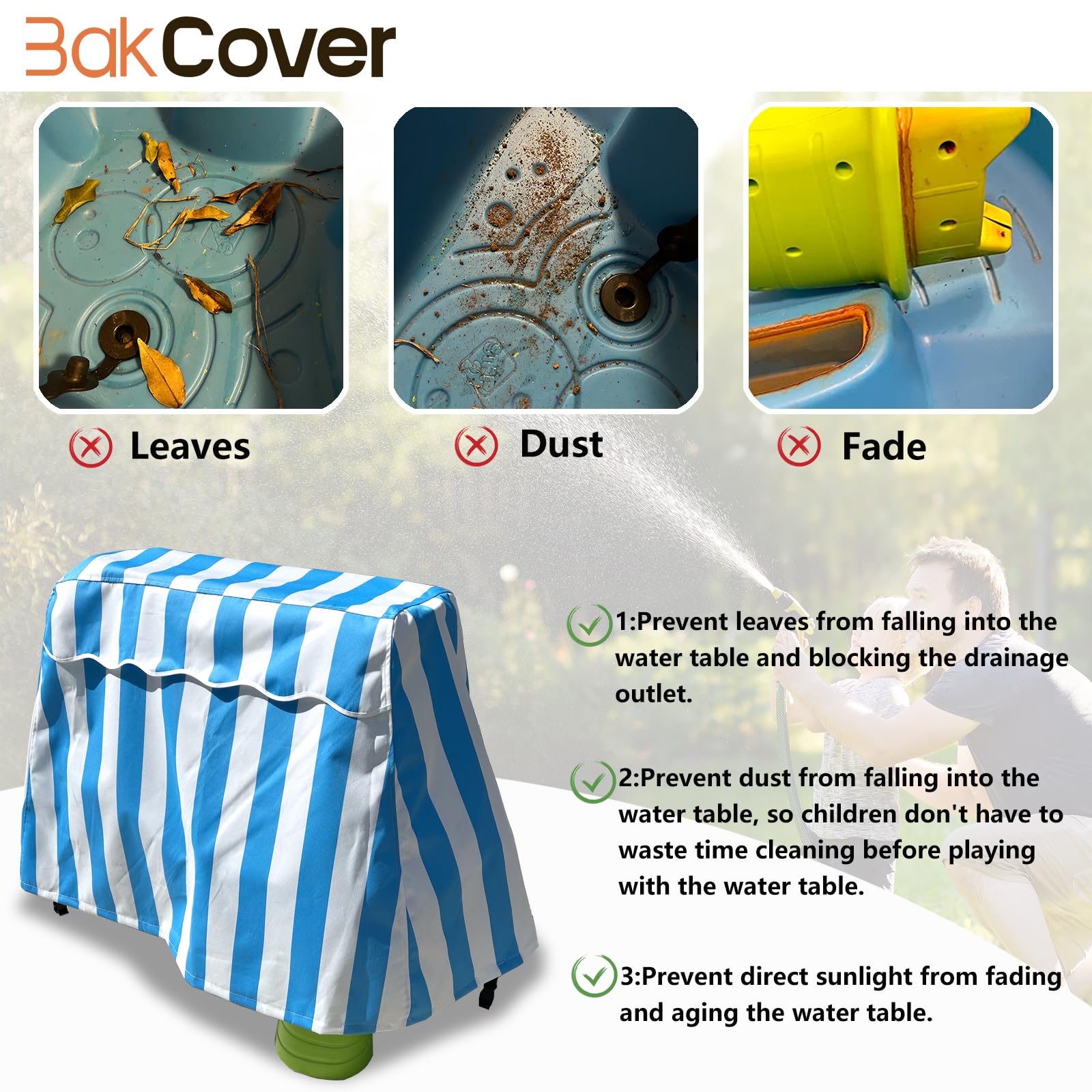 Step2 Rain Showers Splash Pond Water Table Cover - Waterproof, Dust Proof, Anti-UV for Kids - Blue