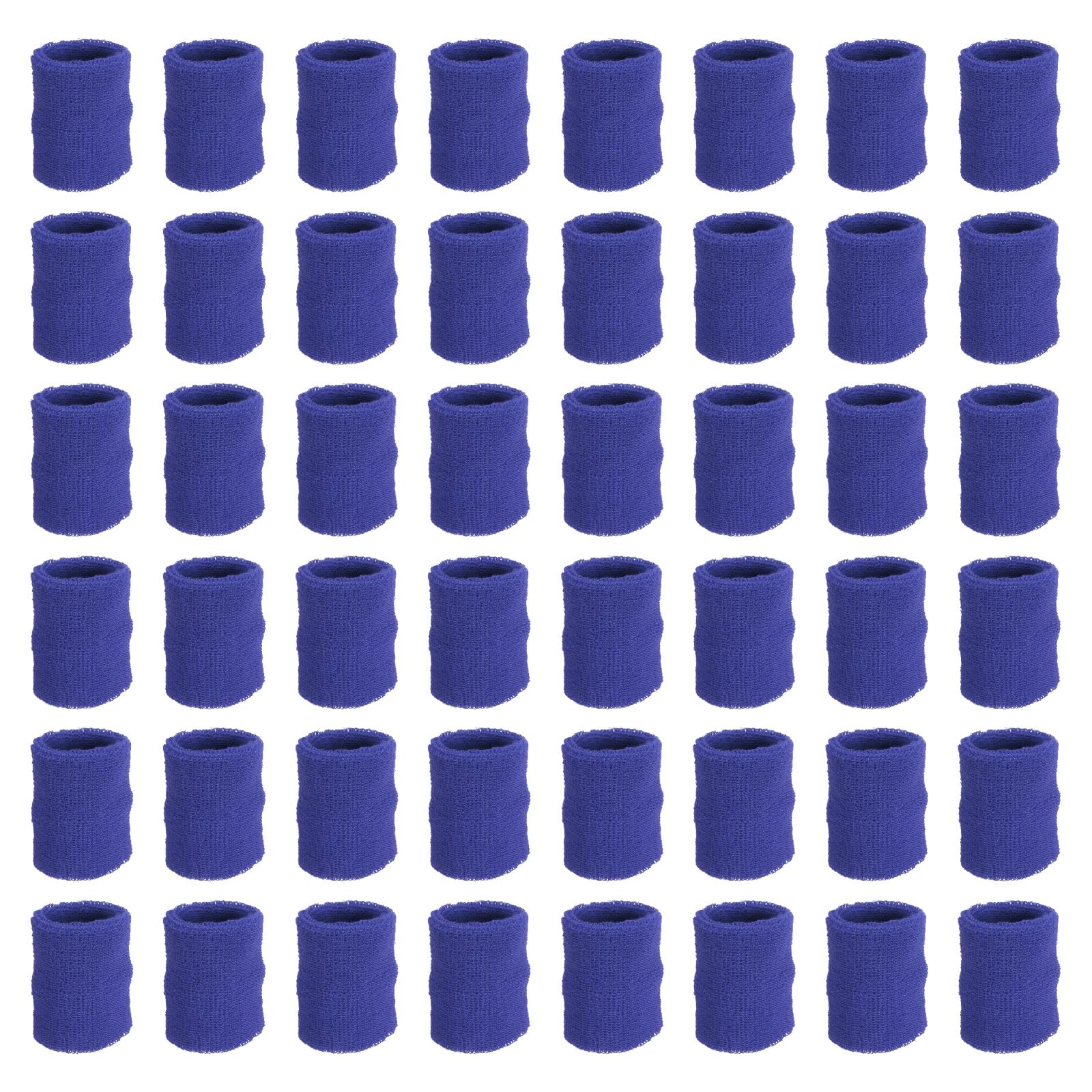 PATIKIL Sports Wristbands, 48 Pack Athletic Cotton Terry Cloth Absorbent Wrist Sweatband for Tennis Basketball Working Out Running, Blue