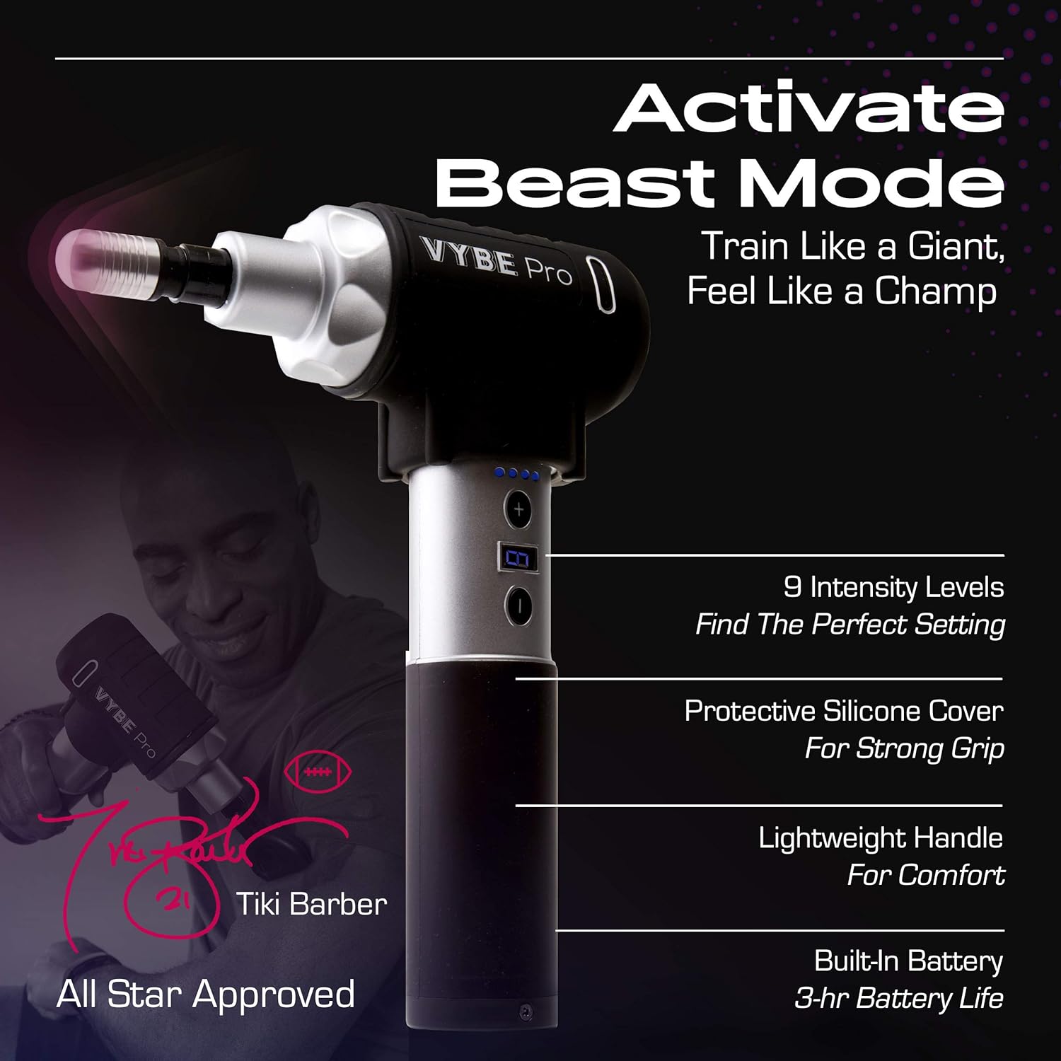 VYBE Percussion Massage Gun - Pro Model -Muscle Deep Tissue Massager -Quiet, Portable, Electric, Hand held, Body Relaxation: Health & Personal Care