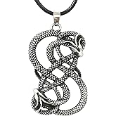 HAQUIL Snake Necklace, Norse Loki Snake Serpent Symbol Pendant, Viking Jewelry Gift for Men and Women