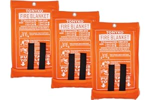 TONYKO Emergency Fire Blanket for Home and Kitchen - Orange - Fire Suppression Blanket, Fiberglass Fireproof Blanket