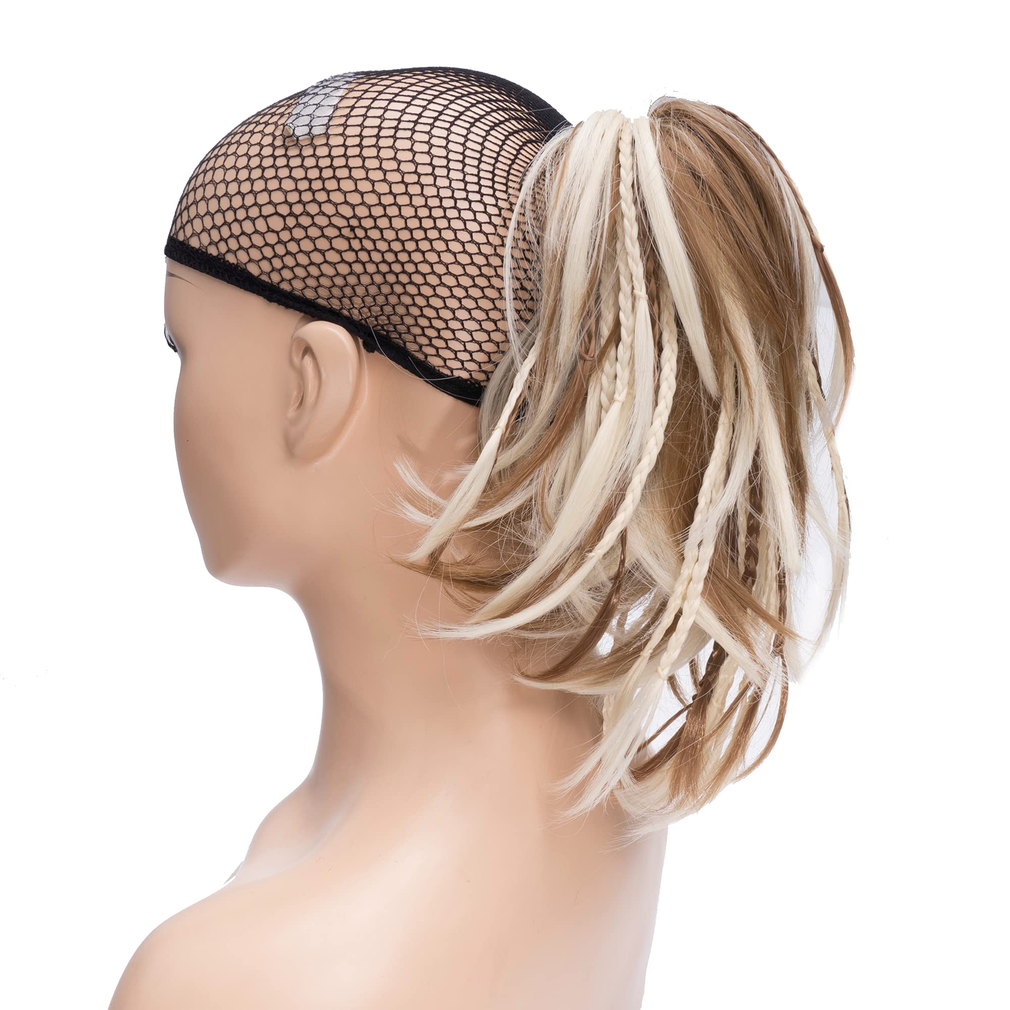 Photo 1 of IMISSU Handmade Braid Claw Ponytail Hairpiece Clip in Hair Extensions Pony Tail Hair Pieces (Blonde Mixed Copper)