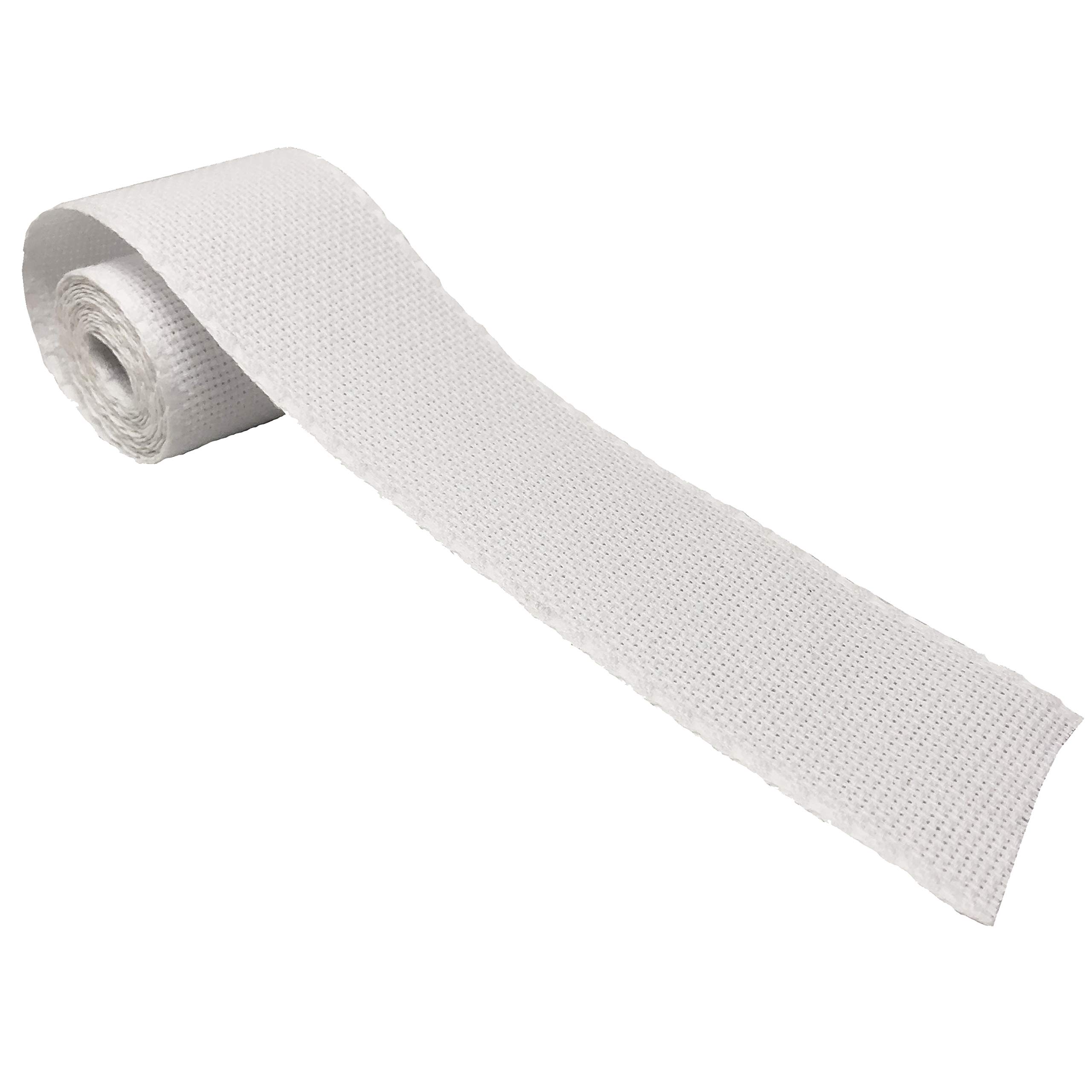 Cross Stitch Aida Ribbon | 14ct Embroidery Delivery | 100% Cotton | Customize Towels or Fabric Bags | 50mm Width | 3m | By DELICATELA (White)