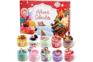QCBF 2025 Christmas slime Countdown Calendar 24 Days Surprise with DIY Fluffy Mud Set, Fun Gifts for Children, Toys for Teenage Girls 3-12 Years Old, Red