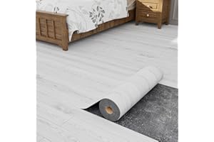 Oxdigi Peel and Stick Vinyl Flooring Roll 23"x 118"/19 Sq.Ft, Thicken Self Adhesive Vinyl Floor Tiles Wood Plank Flooring Waterproof Wear-resistant for any Room, Easy DIY Floor Coverings, White-Washed