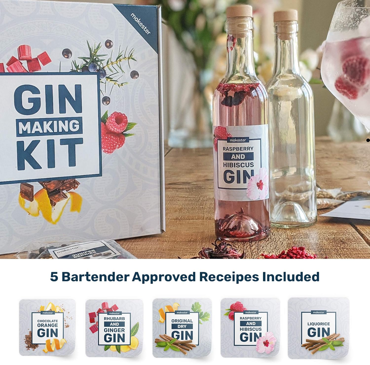 Gin Making Kit - Make Your Own Pink Gin, Raspberry & More - Valentines Day Gifts For Her Idea - Craft Kits By Makester - Image 4