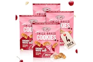 Cooper Street Italian Biscotti Cookies - Twice Baked Biscotti Style Cookie Biscuits in Delicious Cherry White Chunk Flavor | Crispy, Light and Healthy Cookies | Peanut & Dairy Free | 5oz | 4 Pack