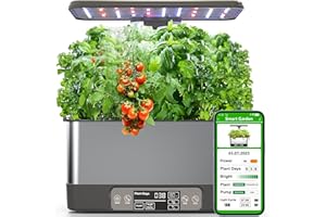 AOOCCDER Hydroponics Growing System Indoor Garden, Smart Indoor Herb Garden with Grow Light, in Door Gardening System 8 Pods, APP & WiFi Control, Auto Timer, Quiet Pump, Stainless, Gift for Women Mom, Gray
