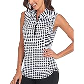 Viracy Womens Sleeveless Golf Polo Shirts Zip Up Sun Protection Work Out Tank Tops Lightweight Fast Dry for Tennis, Casual