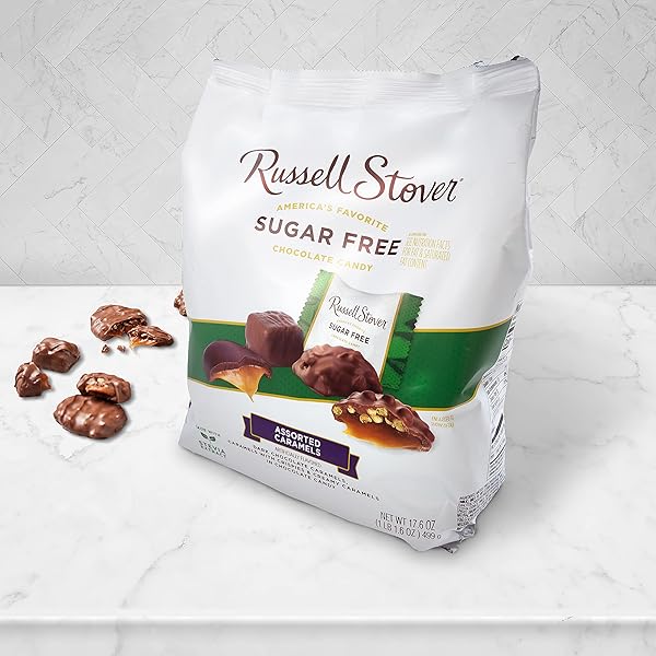 RUSSELL STOVER SUGAR-FREE ASSORTED CHOCOLATE CARAMELS, 1.1 POUND (PACK OF 1)
