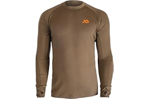 First Lite Men's Wick Long Sleeve Crew - Merino Wool Camo Hunting Base Layer, UV Protection Moisture Management Shirt