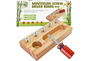 Panda Brothers Montessori Screwdriver Board Mini Set, Wooden Montessori Toys for 3 4 5 Year Old Kids and Toddlers, Learning Sensory Bin Toys Preschool Materials, Fine Motor Skills Toys