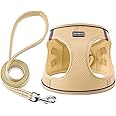 Dog Harness with Leash Set, No Pull Adjustable Reflective Step-in Puppy Pet Vest Harnesses for Small Medium Large Dogs and Cats,Beige L