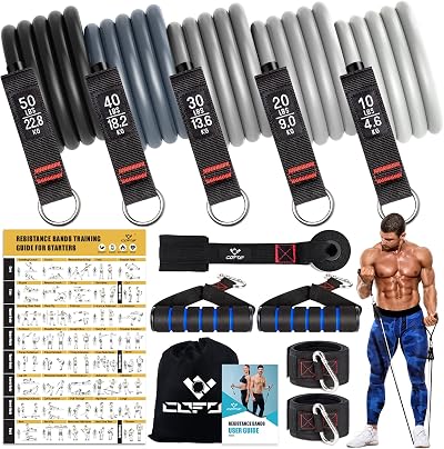 COFOF Resistance Bands Set with Handles 150lb Stackable Workout Poster