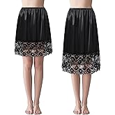 Coucoland Half Slips for Under Dresses - 2 Pieces Adjustable Slips Elastic Waist Skirts Lace Trim Comfortable Shirt Extenders