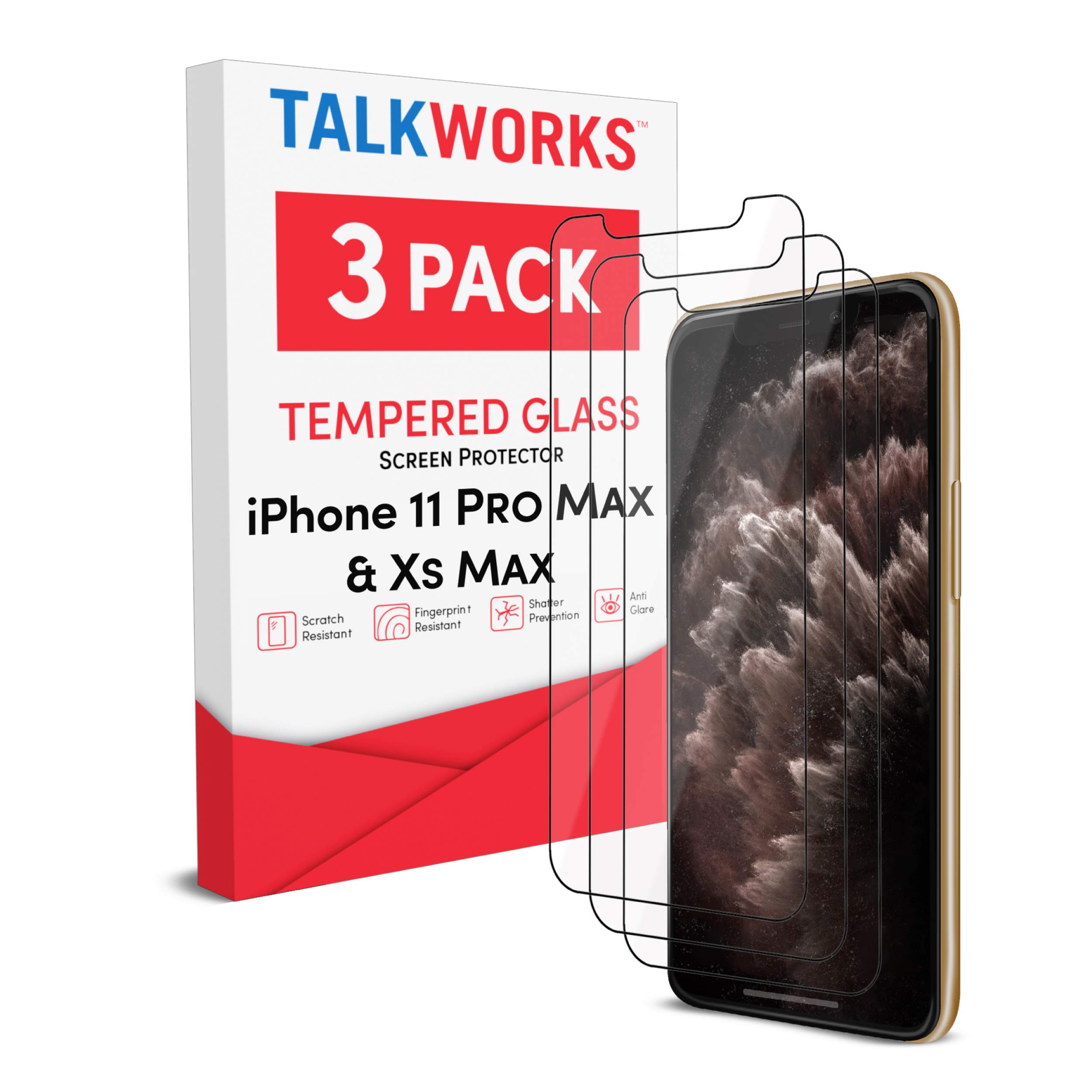 Talkworks Iphone 11 Pro Max Screen Protector Also Fits Iphone Xs Max 3 Pack Tempered Glass Film Durable 0 33mm 9h Hardness Case Compatible Smudge Scratch Crack Shatter Proof Hd Touch Buy Online