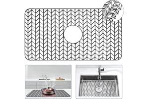Snuggery Sink Protectors for Kitchen Sink 26"x14" with Center Drain Hole, Heat Resistant Non-slip Dishwasher Suitable, Large Silicone Sink Mat for Bottom of Farmhouse Kitchen Stainless Steel Sink