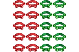 LEIFIDE 20 Pcs Christmas Wrist Band Bracelet Wrist Band Shaking Bell Musical Instruments Adjustable Bell Rhythm Wristband for School Family Christmas Party Favor
