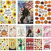 12-Pack Seasonal Garden Flags Set – Double-Sided 3-Layer Polyester Yard Flags with Sun-Blocking Fabric, 12x18 Inch Weatherproof Holiday Outdoor Decor for All Seasons, Includes Valentine’s Day, Easter, 4th of July, Halloween, Thanksgiving, Christmas & More