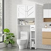 Meilocar Over Toilet Storage Cabinet with Toilet Paper Holder Stand, Freestanding Bathroom Storage Organizer Cabinet Space Saver W/Adjustable Shelf, White