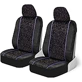 BDK Black Stardust Car Seat Covers for Front Seats, 2 Count.Glitter Pattern Front Seat Cover Set with Matching Headrest, Sideless Design for Easy Installation, Fits Most Car Truck Van and SUV (1 Pack)