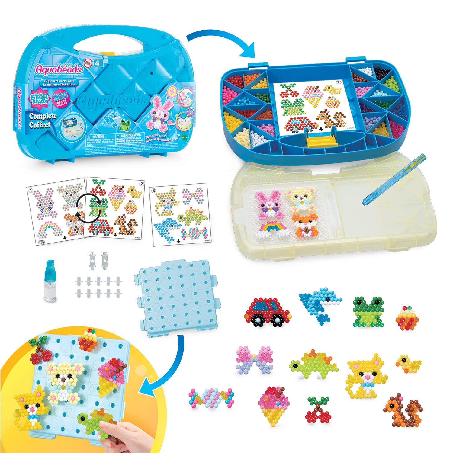 Aquabeads Beginners Carry Case - Fun and Creative Arts & Crafts Bead Kit for Kids Ages 4 and Up - Includes Over 900 Beads