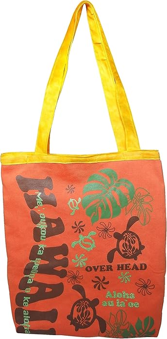 Amazon トートバッグ レディース Tシャツリメイク ハワイアン 手づくり ハンドメイド オレンジ Saboten トートバッグ