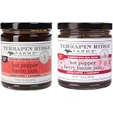 Terrapin Ridge Farms Hot Pepper Bacon Jam &amp; Hot Pepper Berry Bacon Jam | Bacon Jam Variety Set, Hot Pepper Bacon Jam, Hot Pepper Berry Bacon Jam, Sweet &amp; Spicy Jams, 2 x 10.5 Ounce Jars