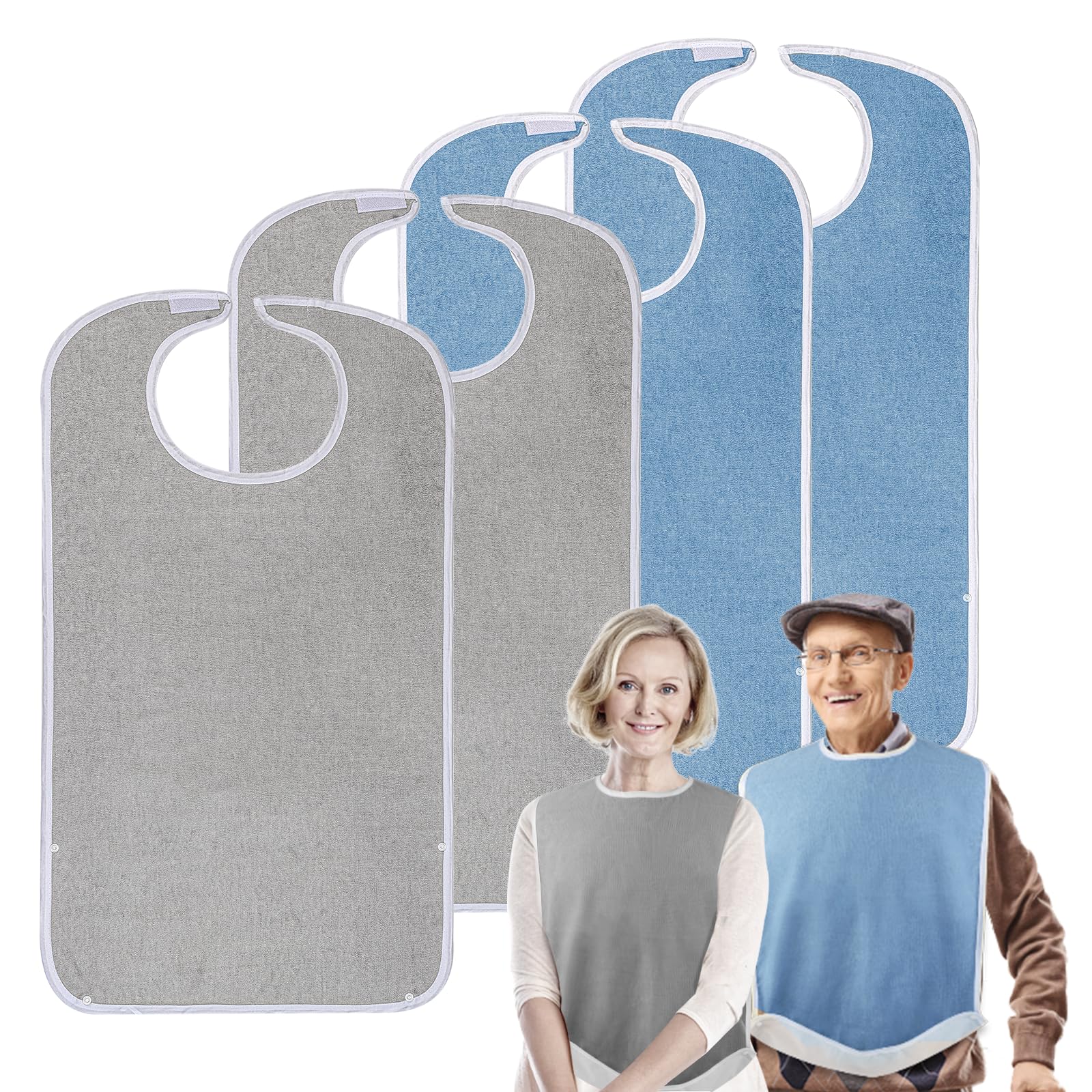 pozico Adult Bibs for Eating – Waterproof & Washable Mealtime Apron for Elderly, Seniors & Adults – Extra Large Coverage with Crumb Catcher – Durable Clothing Protector for Dining & Care Use