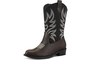 K KomForme Cowboy Boots for Girls and Boys Western Mid-Calf Cowgirl Boots (Toddler/Little Kid/Big Kid)