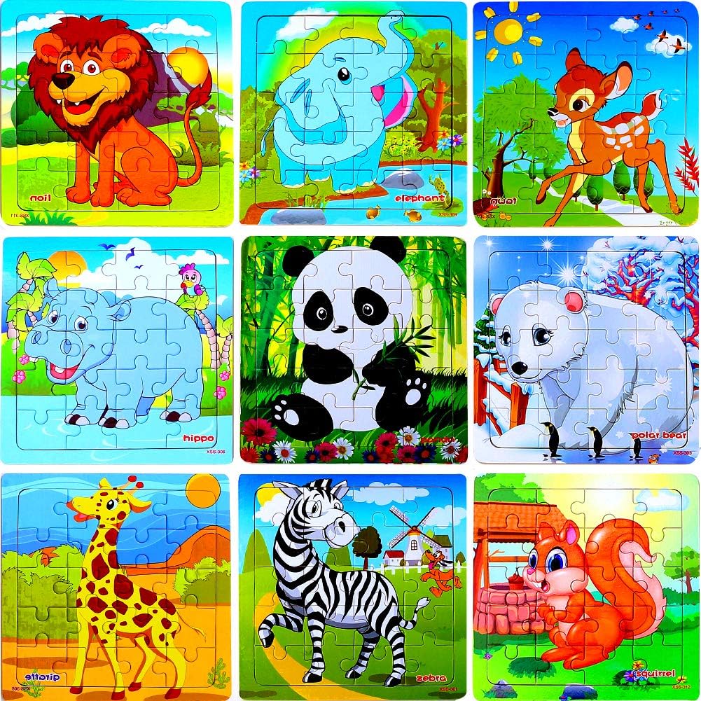VIGEIYA Wooden Jigsaw Floor Puzzles for Kids Ages 4-8 Animal STEM Learning Educational Toys
