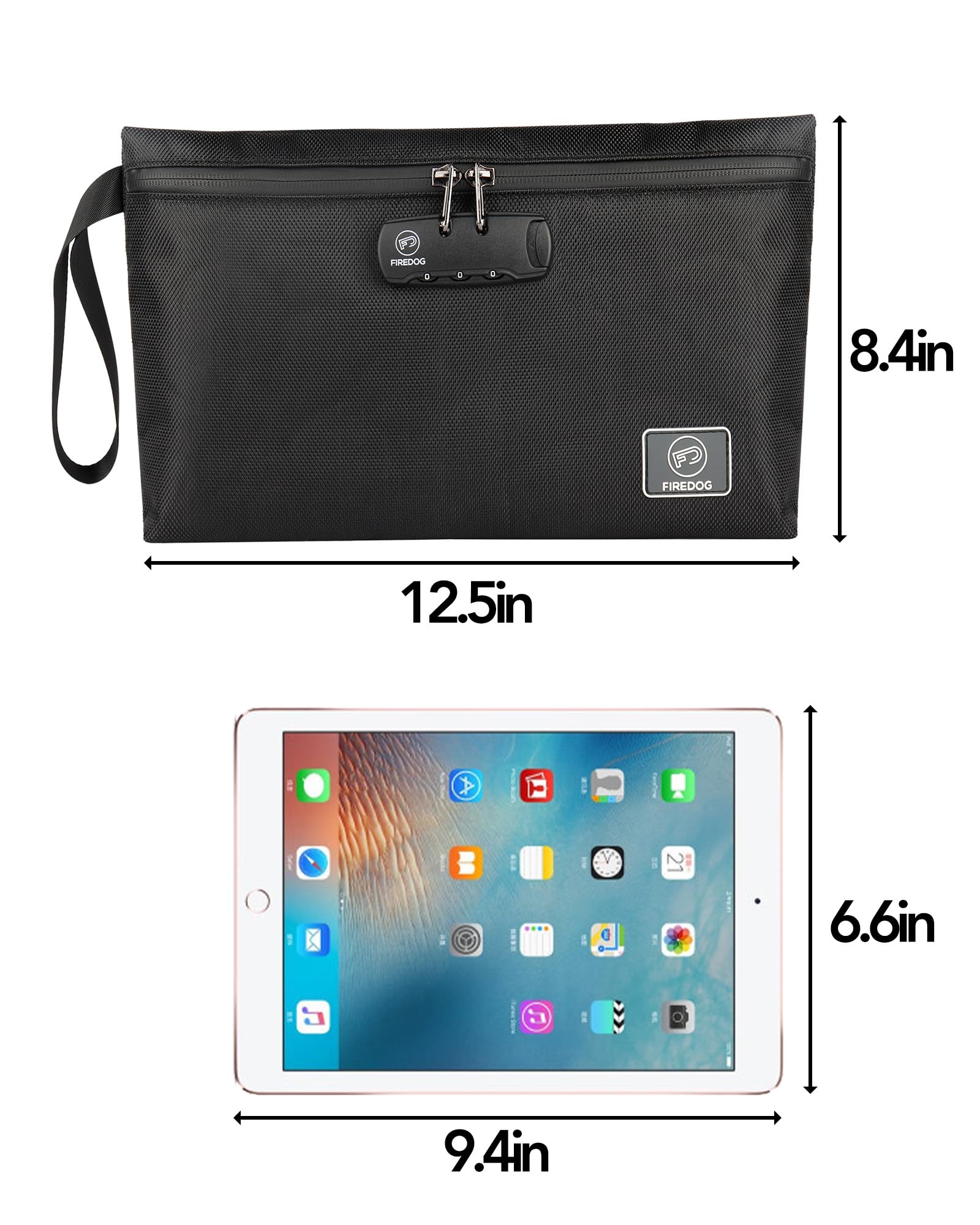 FIREDOG Printed Smell Proof Bags with Combination Lock, Carbon Lined Odor Proof Stash Bag Case Container for Travel Storage (10.8