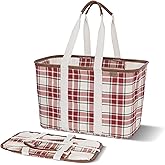 CleverMade Collapsible LUXE Tote - Reusable Grocery Shopping Storage Bag Organizer w/Handles Reinforced Bottom