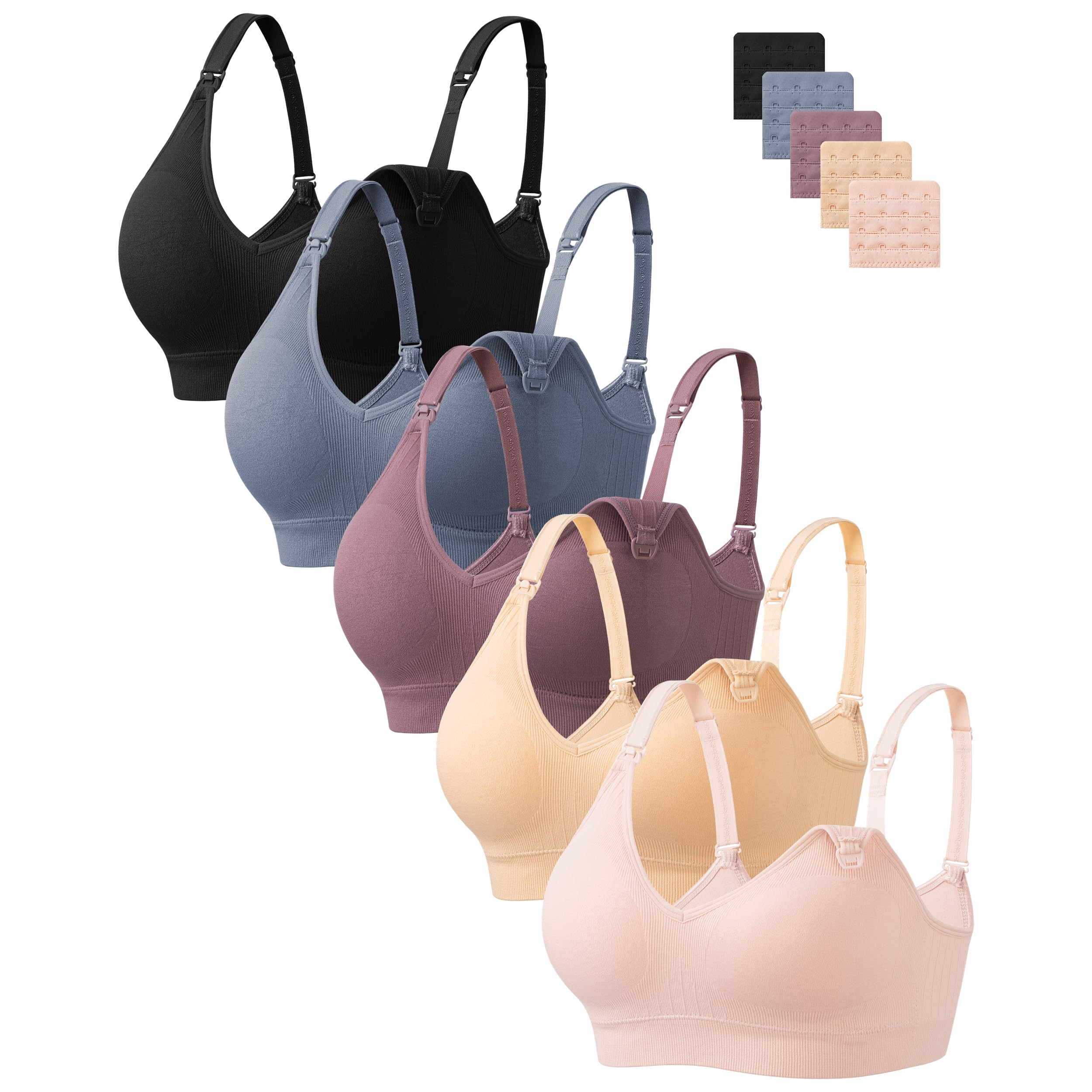 HBselect Nursing Bras for Breastfeeding Women Maternity Bras Seamless Wireless Pregnancy Sleep Bra with Bra Extenders Image